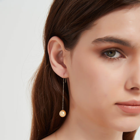 South Sea Golden Pearl Drop Ear Threaders - House Of Pearls